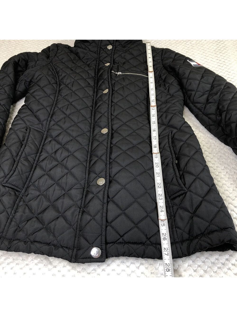 Size XS Tommy Hilfiger Women’s Quilted Puffer Jacket Lined Removable Hood CN - Picture 9 of 16